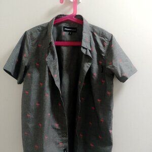 "Molokai Surf Co., Older Boys/Smaller Man's, Flamingo, Short Sleeved, Button Top